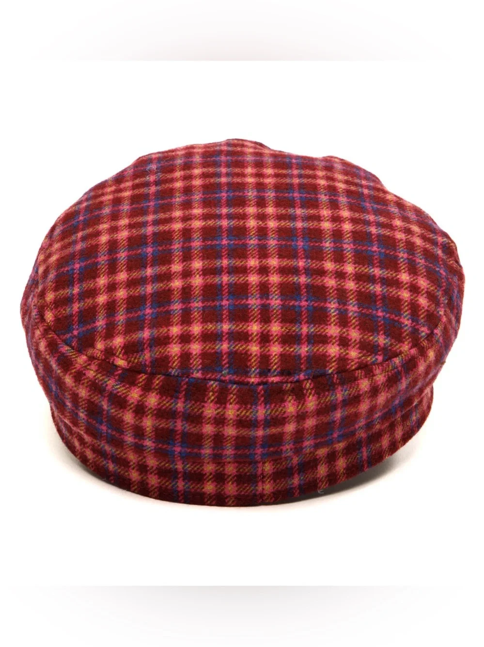 Trina Turk “Taylor” pink/wine plaid Newsboy/Messenger Hat - NWT